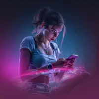Jeune femme concentrée sur son téléphone