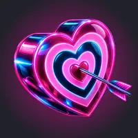 Cœur lumineux rose traversé par une flèche